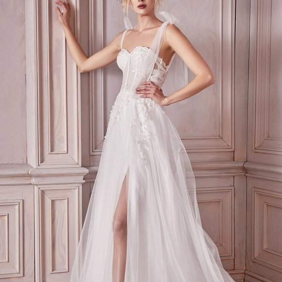 OFF WHITE WEDDING BRIDAL PROM PARTY LACE UP CLOSURE A-LINE GOWN DRESS CD964